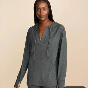 LOU & GRAY Heathered Delphinium Green Hoodie Top